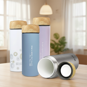 Bouteille isotherme portable moderne à double paroi sous vide en acier inoxydable 304 de 500 ml (16 oz) avec revêtement en porcelaine et couvercle en porcelaine, maintien au froid 8-10h, logo personnalisé - Product Image 1