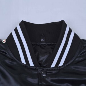 Blouson Bomber Noir en Satin pour Homme, Respirant, Broderie Lettres, Col Rabattu de Haute Qualité, Style Streetwear Automne - Product Image 6