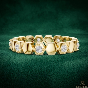 แหวนเพชรทองคำขาวสำหรับผู้หญิงจาก Lumera Fine Jewelry ทรงกลมเจียระไนแบบบริลเลียนท์ ได้รับการรับรองจาก GIA แหวนแต่งงานสุดหรู - Product Image 1