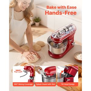 Robot pâtissier électrique 6 QT 660W avec 6+ vitesses de battement, bol en acier inoxydable, tête inclinable et 6+ vitesses de pulsatation - Product Image 6