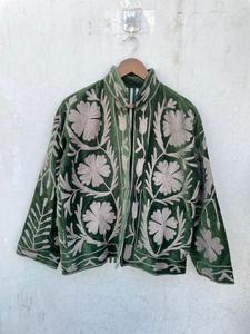 <b>Green</b> <b>Velvet</b> Reversible Embroidered Floral Pattern Women's Boho Ethnic Jacket Wholesale Supplier - Product Image 1