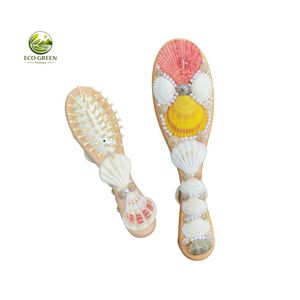 Peigne à cheveux artisanal en coquillages écologiques du Vietnam, brosse à cheveux décorative en perles et coquillages, accessoire sirène pour la plage et la maison, cadeau idéal - Product Image 4