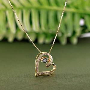Gold Plated Heart Unique Pendant Round Brilliant Moissanite Diamond 925 Sterling <b>Silver</b> Fine Jewelry Pendant <b>Charm</b> Gift - Product Image 5