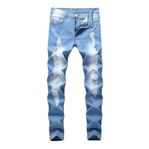 Jeans de Hombre de Diseño Novedoso 2023, Corte Medio Ajustado, Cierre de Botones, Estilo Moderno, Rodilla Desgarrada, Tallas Grandes, Estampado Vaquero Holgado - Product Image 3