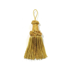 Borla de hilo metálico dorado y viscosa al por mayor, borla de hilo dorado antiguo para adornos - Product Image 2