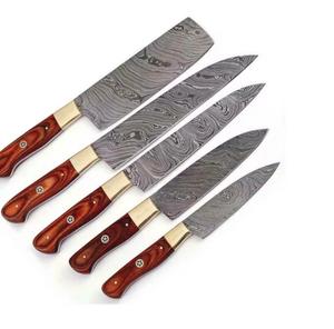 5-Piece Damascus Steel <b>Knife</b> <b>Set</b> Wooden Handle 96-Layer Polished Blade <b>Sharp</b> Chef <b>Knives</b> Ambidextrous - Product Image 1