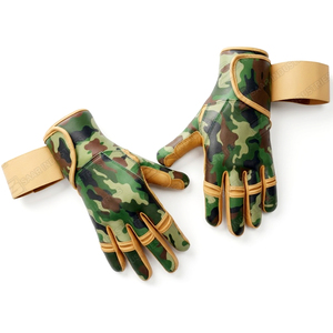 Guantes de Béisbol de Alto Rendimiento, Transpirables, Cómodos, con Puño Largo, Diseño de Camuflaje, Duraderos, de Cuero Genuino para Adultos, Ambidiestros, con Velcro - Product Image 4
