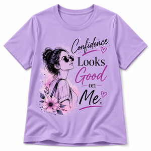 เสื้อยืดคอกลมแขนสั้นสีชมพูสำหรับผู้หญิง ระบายอากาศได้ดี พิมพ์ลายตัวอักษรด้วยเทคนิค Heat-Transfer คุณภาพสูง ทรงลำลอง ใส่สบาย 100% - Product Image 1