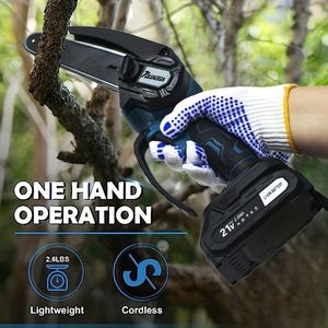 Mini Motosega Elettrica da 6 Pollici Senza Fili con 2 Batterie e Blocco di Sicurezza per Taglio Legna e Potatura Alberi in Cortili - Product Image 2