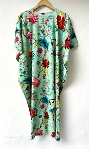 Robe kaftan décontractée d'été en coton sans manches à imprimé floral numérique Naaz Textile pour femmes, idéale pour la plage, Asie et îles du Pacifique - Product Image 3