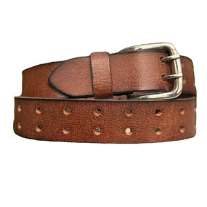 Ceinture en cuir de vachette artisanale pour homme de qualité supérieure avec broderie et boucle en fer de style western, décontractée, largeur 3,5 cm, longueur 120 cm - Product Image 1