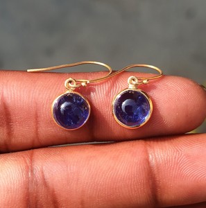 925 <b>Sterling</b> <b>Silver</b> Blue Sapphire Round 7x7mm Gemstone Earrings Handmade Fine Dangle Classic Jewelry Everyday New Gift For Her - Product Image 1