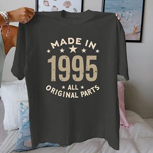 MADE IN 1995, diseño vintage, Camiseta de algodón puro para mujer, ajuste cómodo - Product Image 3