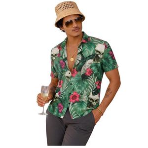 Chemise imprimée en rayonne pour homme, coupe droite, manches courtes, tissu en rayonne doux, respirant et léger - Product Image 1