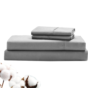 Luxury 100 % Cotton Bed <b>Sheets</b> Set Bedding Set <b>Flat</b> <b>Fitted</b> <b>Sheet</b> Pillowcase Set - Product Image 1
