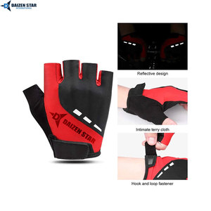 Daizen Star Half Finger Gloves Red Black PU Wrist Length Durable Cycling Sports Glove - Product Image 3