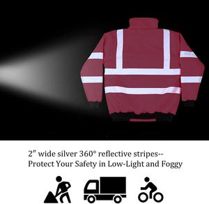Custom Workwear <b>Hi</b> <b>Vis</b> Reflective Safety Winter Bomber <b>Jacket</b> Hoodie Unisex High Visibility Quilted ANSI Certified Polyester - Product Image 6