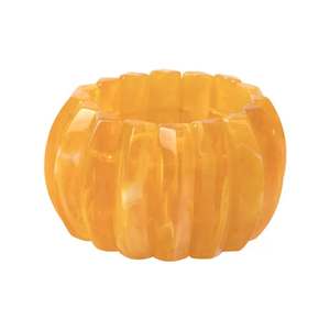Brazalete de resina naranja con diseño de nervaduras anchas, joyería para mujer, regalo para uso diario - Product Image 1
