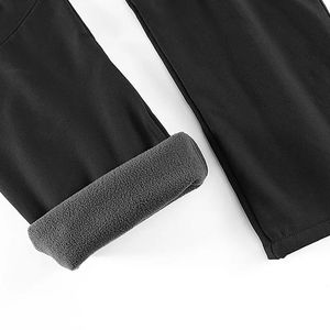 Men's <b>Black</b> Windproof Polyester Pants Elastic Waist Drawstring Casual Winter Sport <b>Trousers</b> <b>with</b> Side <b>Pockets</b> - Product Image 5