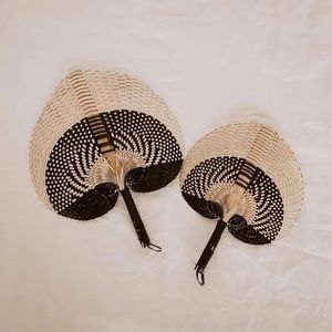 Premium Bohemian Rattan Hand Fan Handwoven Bamboo Cooling Fan for Trendy Tropical Decor Beach Events and Outdoor Use - Product Image 1