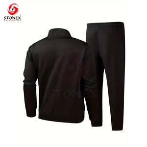 Men Solid Eco-Friendly Long Sleeve Jacket & Trouser Stand Collar <b>Tracksuit</b> Drawstring Casual wear Two Piece Outfit OEM Services - Product Image 2