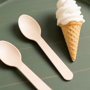 Cuillères en bois écologiques miniatures en gros, de qualité alimentaire, personnalisées pour la crème glacée - Product Image 4