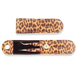 Nouvelle conception d'extension de cils couches minces épaisses de pince à épiler pochette en cuir léopard emballage et logo personnalisés - Product Image 6