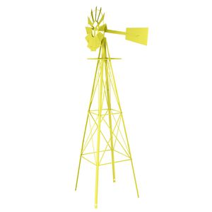 Moderno Mulino a Vento Giallo da 8 Piedi Resistente alle Intemperie, Ornamento Durevole in Acciaio e Rame per Pareti Esterne e Giardini - Product Image 1