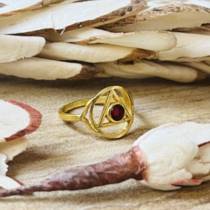 New Arrival Geometric Brass <b>Ring</b> Garnet Boho Tribal <b>Statement</b> <b>Ring</b> Ethnic Design Gold Plated Tringle Wholesale <b>Ring</b> For Women - Product Image 3