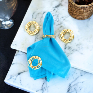 Vente chaude De Luxe Bois Métal Serviette Anneau Quatre-Cercle Couleur Dorée Papier Matériel Partie Table Décoration En Gros Quantité En Vrac - Product Image 5