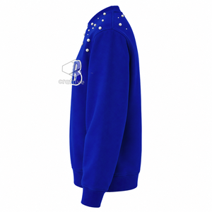 Sweat-shirt pour femmes Zeta Phi Beta, bleu, orné de perles, lettres grecques brodées, col rond, manches longues, décontracté, pull de sororité - Product Image 3