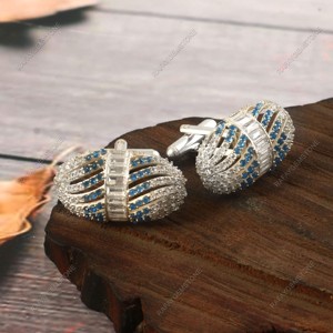 Boutons de manchette en laiton avec pierres AD, doré, accessoires de chemise formelle, cadeau de luxe pour marié, anniversaire de mariage, fête, ensemble de créateur pour homme - Product Image 3