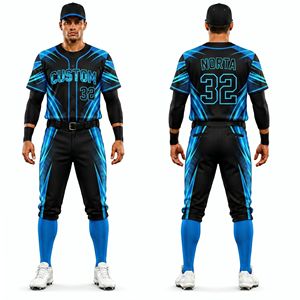 Ensemble de maillot et pantalon de baseball respirant bleu marine avec imprimé étoiles du drapeau australien, uniforme de performance sublimé pour équipe - Product Image 5