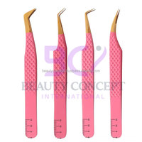 Pince à épiler de luxe en acier inoxydable pour extensions de cils, antidérapante, finition texturée diamant, pince à cils à 90 degrés, beauté professionnelle