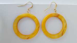 Pendientes de Resina Amarilla con Perla Natural, Joyería de Moda Islámica para Mujer, Estilo Moderno para Fiestas - Product Image 3