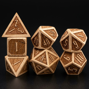 Juego de Dados de Madera Natural para DND, Dados Poliédricos Grabados con Números de Madera Natural para Juegos de Rol de Mesa como Dungeons and Dragons - Product Image 4