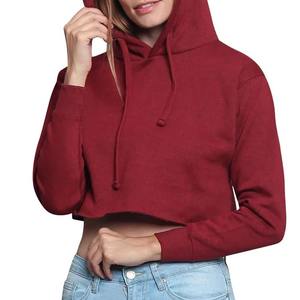 Haut court à capuche respirant de couleur unie pour femme, style décontracté, avec logo brodé personnalisé, pull à manches longues - Product Image 3