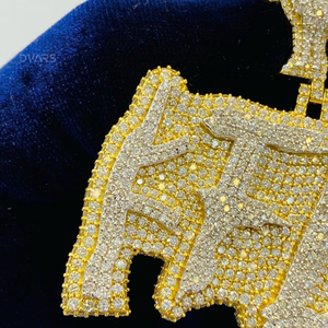 Pendentif personnalisé avec initiale ou nom en Moissanite VVS, en argent 925, plaqué rhodium/or, breloques glacées de luxe, bijoux HipHop pour rappeurs Dvars - Product Image 5