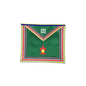 Delantal Masónico de Grados de Alta Calidad, Bordado Multicolor con Borde Verde, Regalia Premium para Miembros de Ceremonias Fraternales - Product Image 1