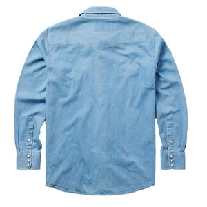 Chemise décontractée à col montant en denim fin 100 % coton de haute qualité, imprimée sur mesure, respirante, avec empiècements, pour homme, automne - Product Image 3