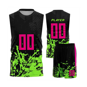 Custom 7v7 Flag Football Uniform Neon Splash Sublimated <b>Compression</b> Jersey Shorts Set OEM - Product Image 1
