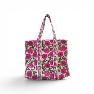 Custom Floral Quilted Cotton Tote <b>Bag</b> Eco Friendly Reusable Shopping Beach Carry <b>Bag</b> <b>Large</b> Capacity for Women - Product Image 1