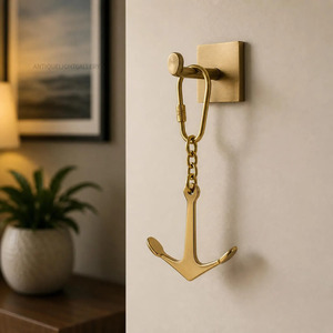 Porte-clés ancre en laiton massif, nautique, maritime, avec mousqueton - Cadeau pour la fête des pères, la fête des mères - Product Image 2