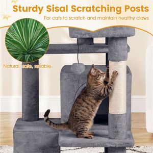 Albero per Gatti Alto 52 Pollici con Tappezzeria, Cucce e Tiragraffi - Parco Giochi Multi-Gatto (Grigio Chiaro) - Product Image 4