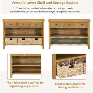 Consolle Vintage con Cassetti e Cesti Intrecciati in Giacinto d'Acqua, Opzioni Multicolore per Ingresso e Soggiorno - Product Image 5