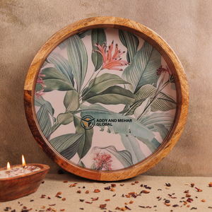 Handcrafted Mango Wood Epoxy Resin Storage Tray Decorative Floral Mosaic <b>Rectangle</b> Platter for <b>Coffee</b> <b>Table</b> & Home Decor - Product Image 1