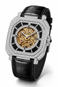 Luxury Men's Mechanical <b>Watch</b> Polygon Case Diamond Bezel <b>Black</b> Leather Strap Analog Stainless Steel - Product Image 3