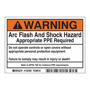 Brady Arc Flash & Shock Hazard PPE Labels Durable Waterproof <b>Vinyl</b> <b>Sticker</b> for Electrical Safety - Product Image 3
