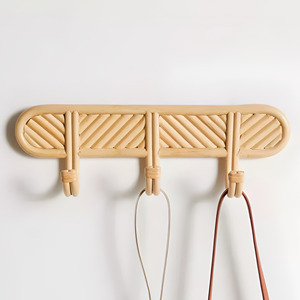 Gancho decorativo de ratán natural para colgar en la pared, perchero para colgar ropa, marca privada, se acepta - Product Image 6