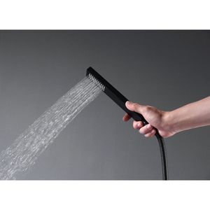 Rubinetto per vasca da bagno monocomando nero opaco con doccetta, a pavimento, per bagno - Product Image 4